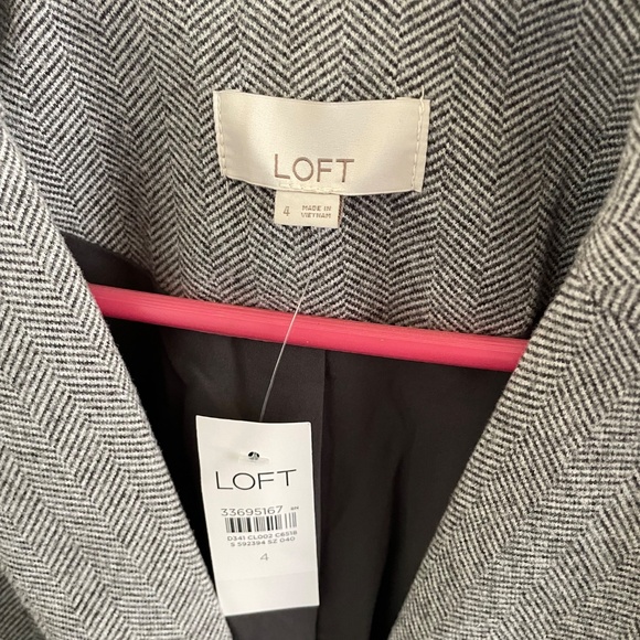 LOFT Herringbone Knit Blazer - Grey - size 4 - Picture 4 of 4